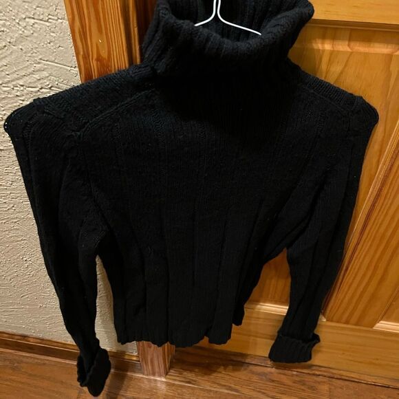 Express size small vintage black sweater with open weave spots on stomach - Picture 2 of 5